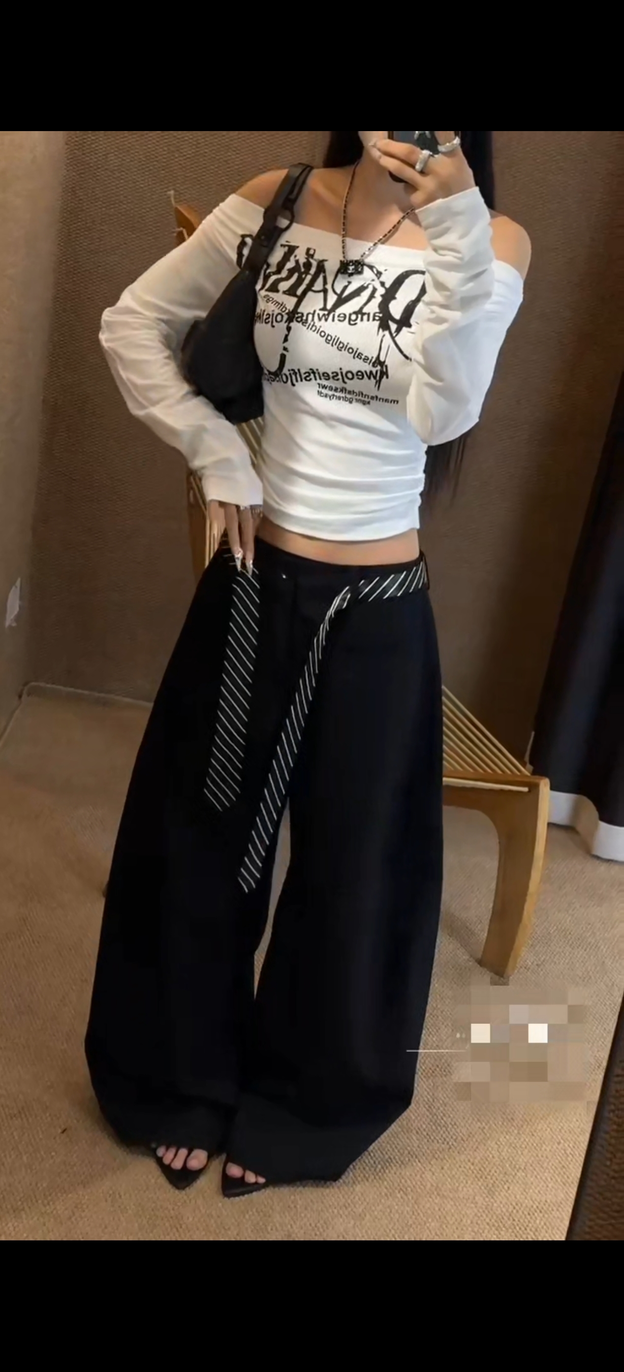 七七家春秋新款气质透气阔腿宽松垂感西装休闲裤女