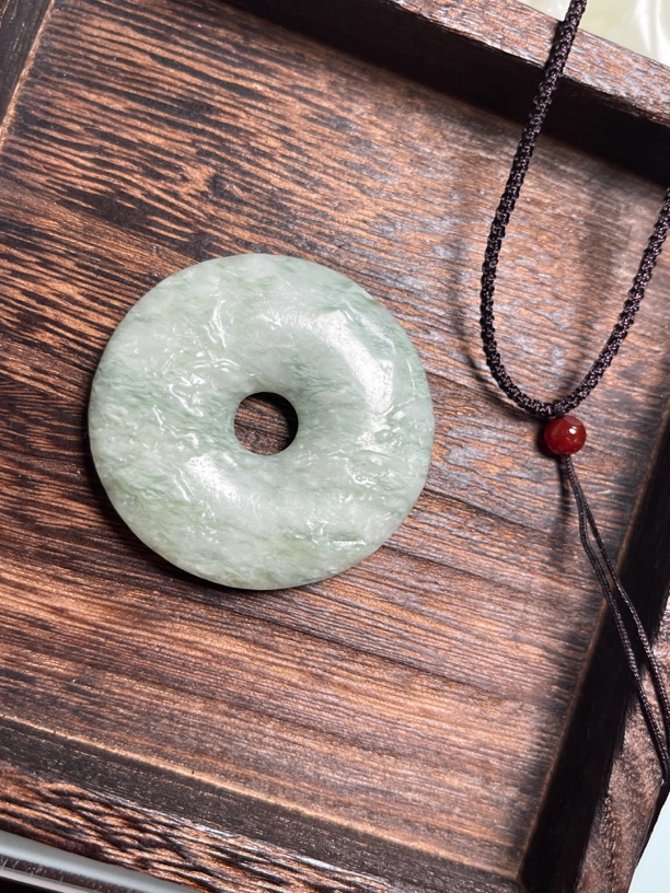 岫玉山水平安扣 平安扣挂件