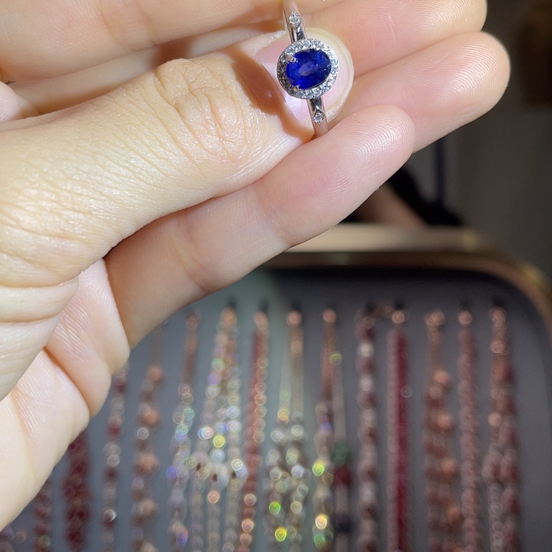 蓝宝石戒指银S925镶嵌