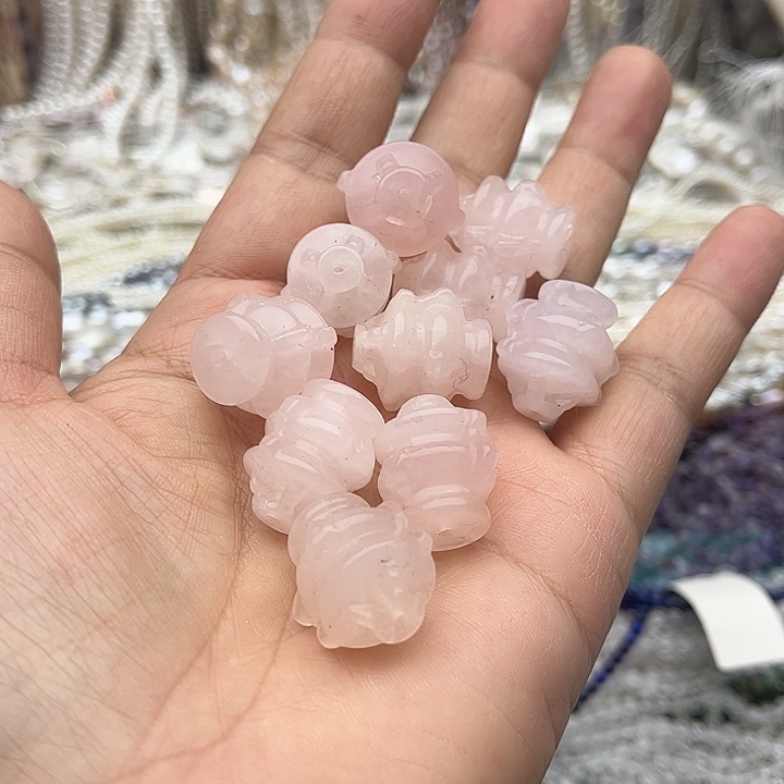 玛瑙/玉髓未镶嵌珠宝半成品3个15/20mm左右粉晶宝塔