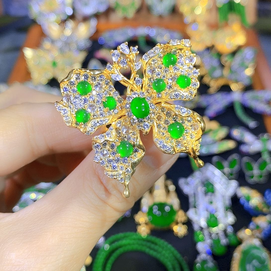 吊坠(不含链)银S925镶嵌翡翠