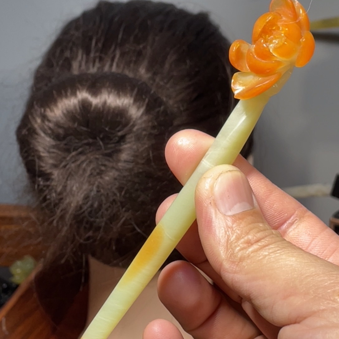 蛇纹石玉合金发饰