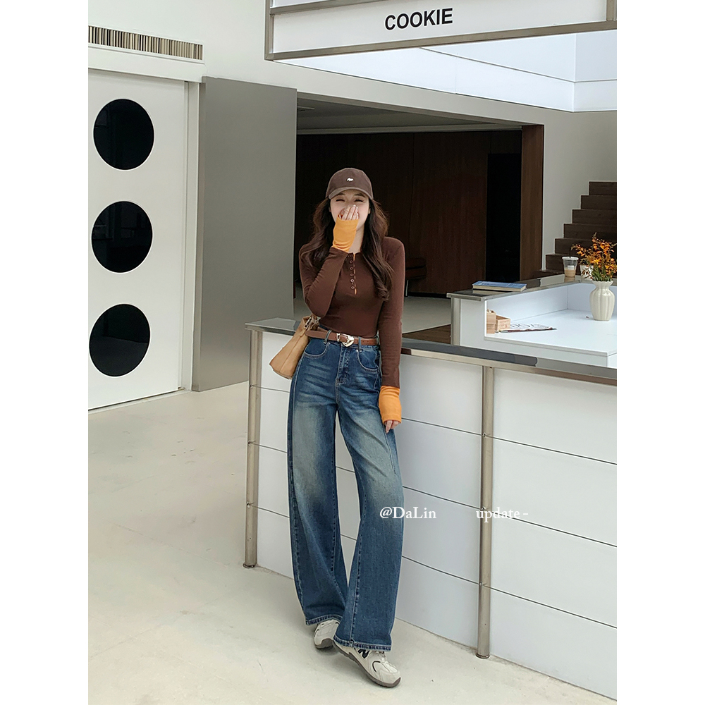DUOXINIU/多喜牛/DaLin秋季新款牛仔裤女窄版弯刀裤宽松休闲86018