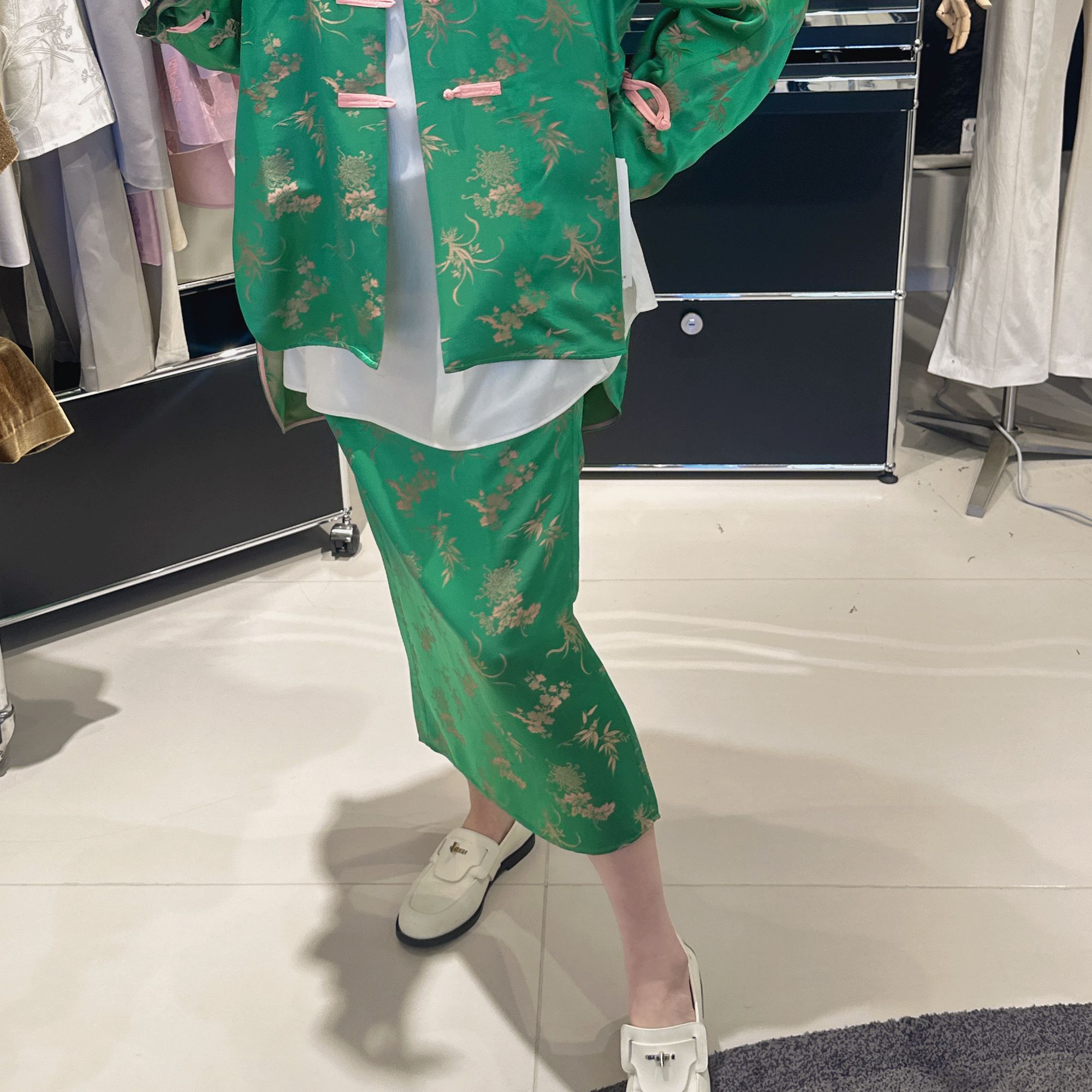 【刘彤推荐】玉琼 绿色提花半裙