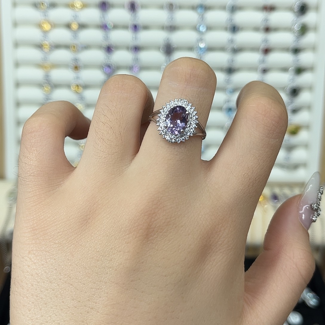 紫晶戒指银S925镶嵌