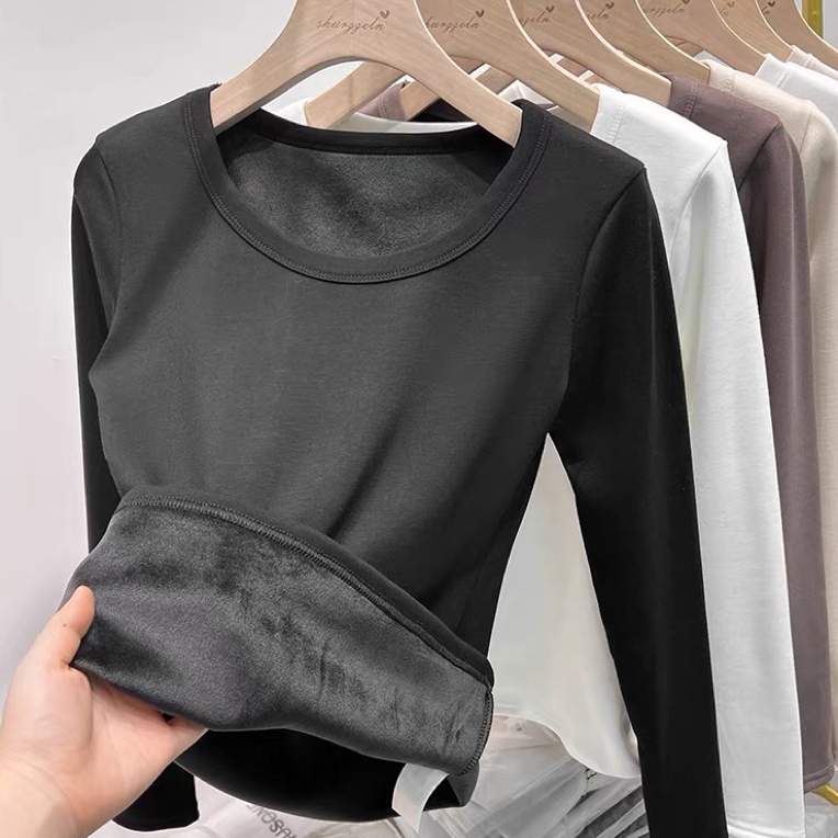 邹先森8669-31加绒加厚圆领打底衫秋冬时尚洋气内搭T恤