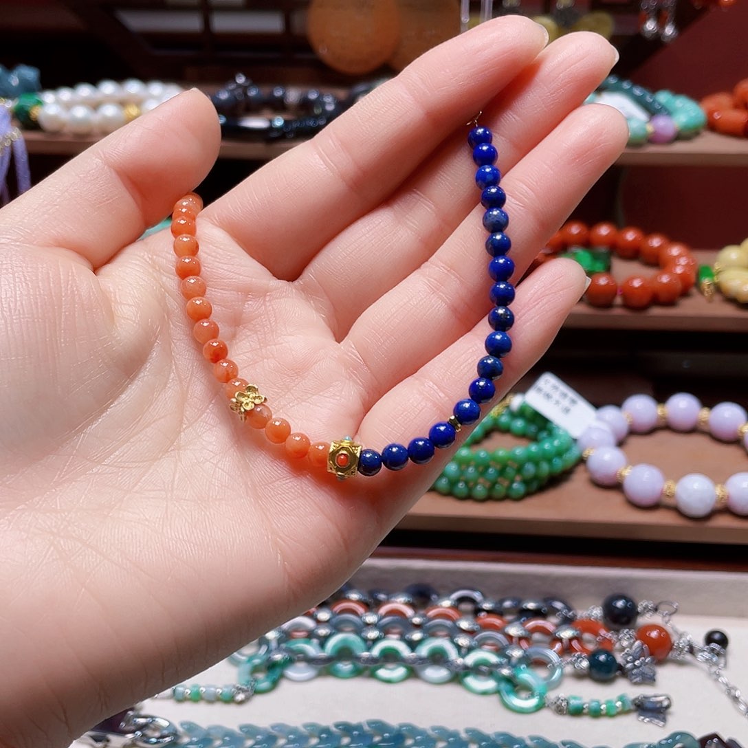 南红玛瑙合金手链饰品