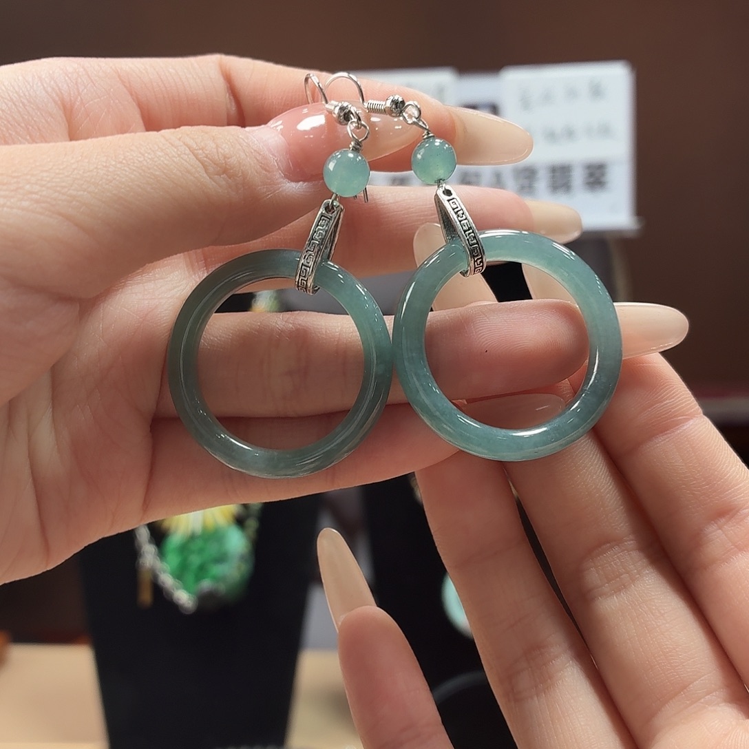 翡翠未镶嵌耳饰耳饰