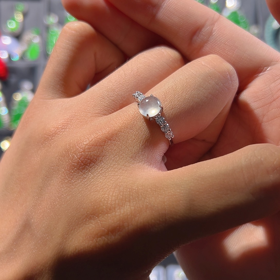 翡翠银S925镶嵌戒指戒指