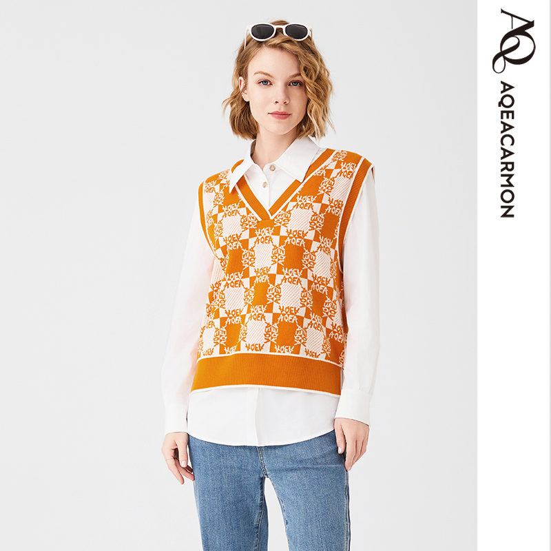 雅格上美 秋季女士毛衫背心 A24QF23J31