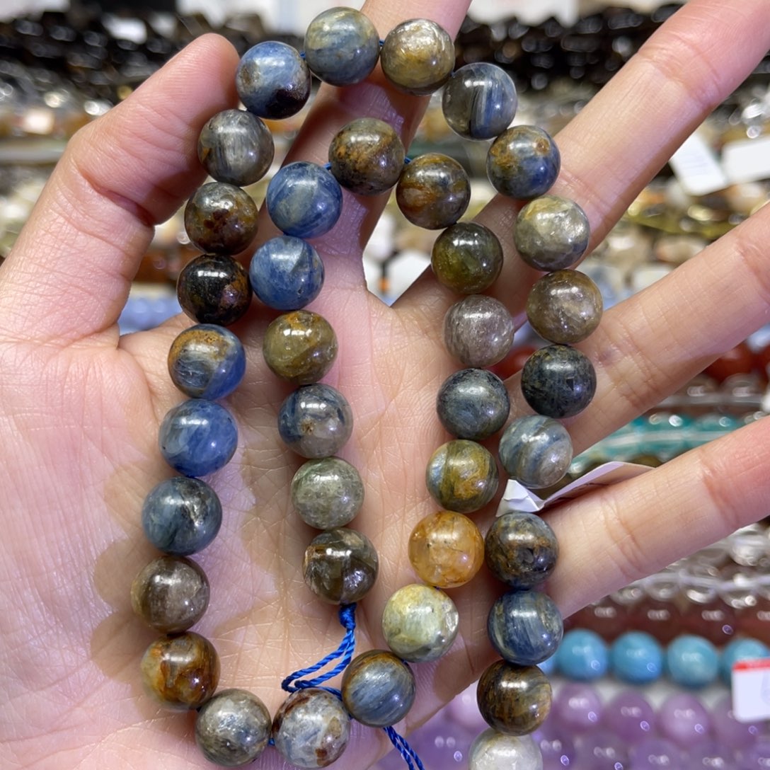 未镶嵌水晶颈饰天然莫奈油画蓝晶卡长条38厘米