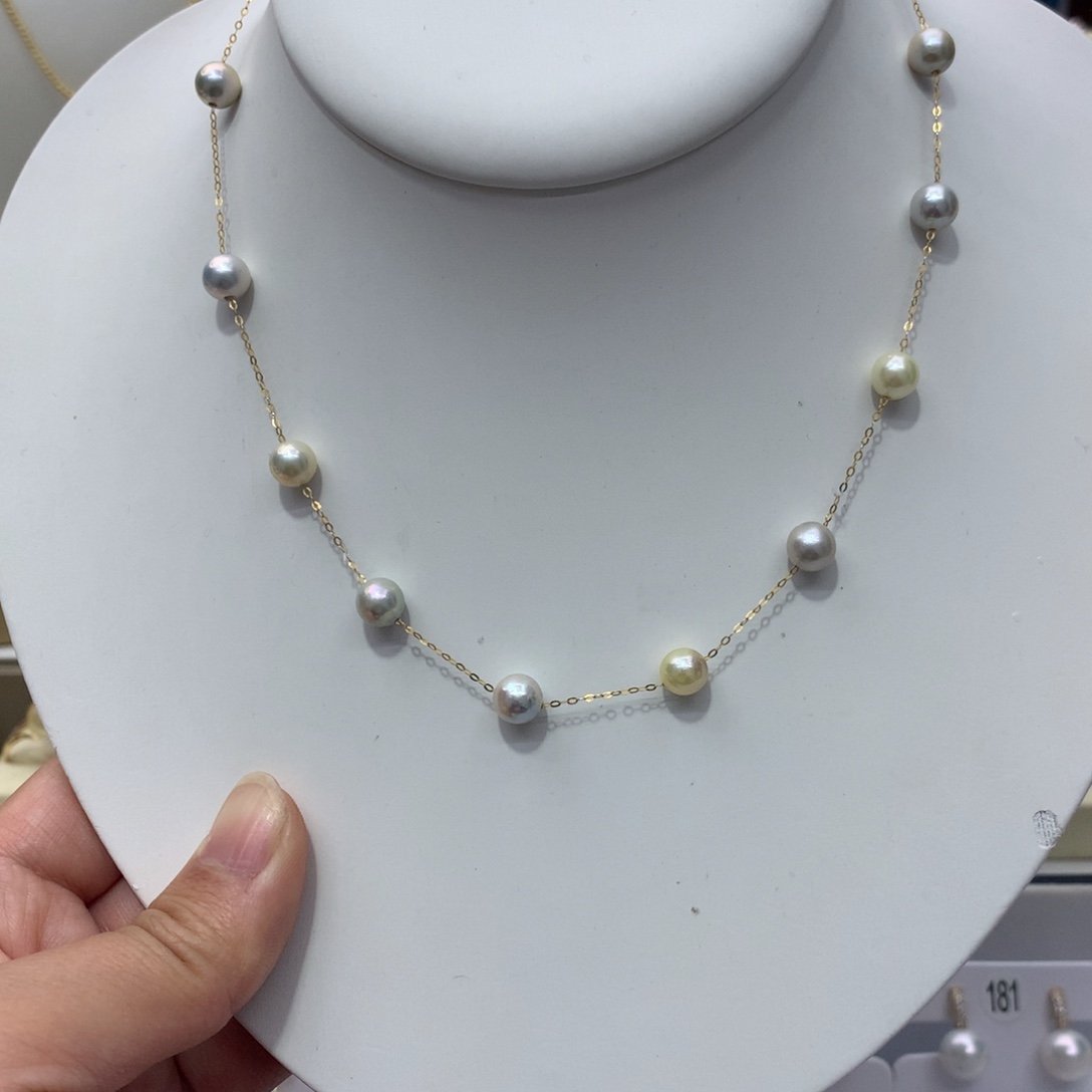 海水珍珠项链18K金镶嵌