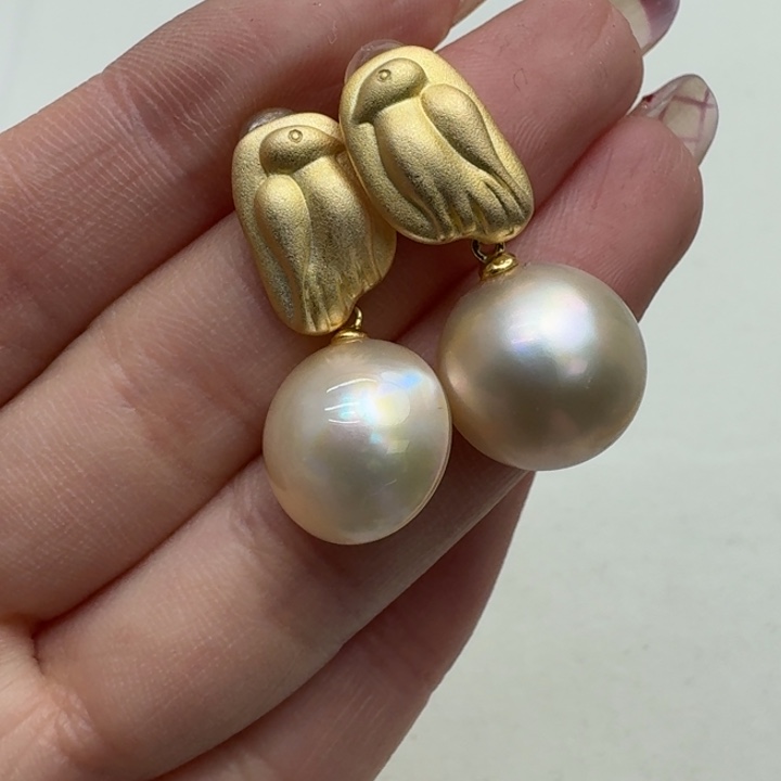 拼合珍珠（马贝珠）耳饰银S925镶嵌