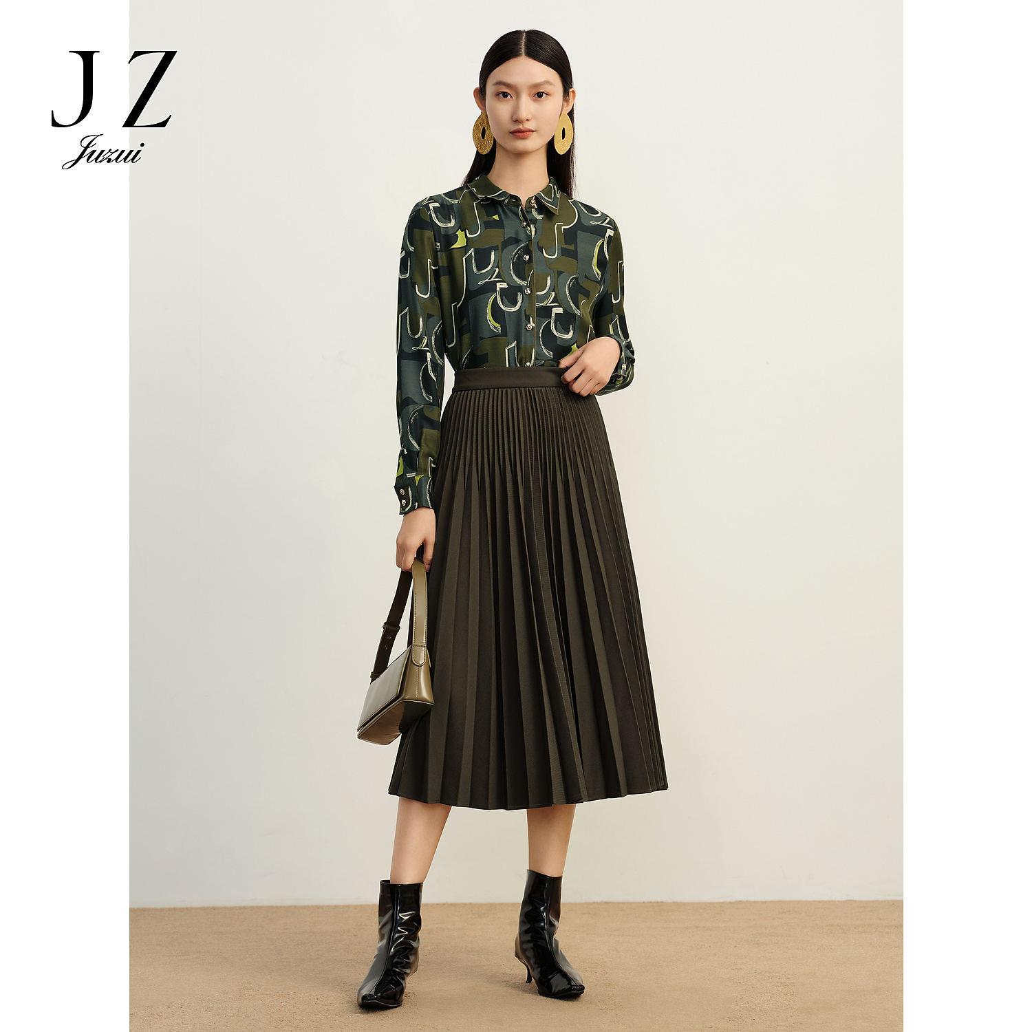【丽公主专属】商场同款JZ玖姿JWDD20101压褶半身裙腰裙女冬季款