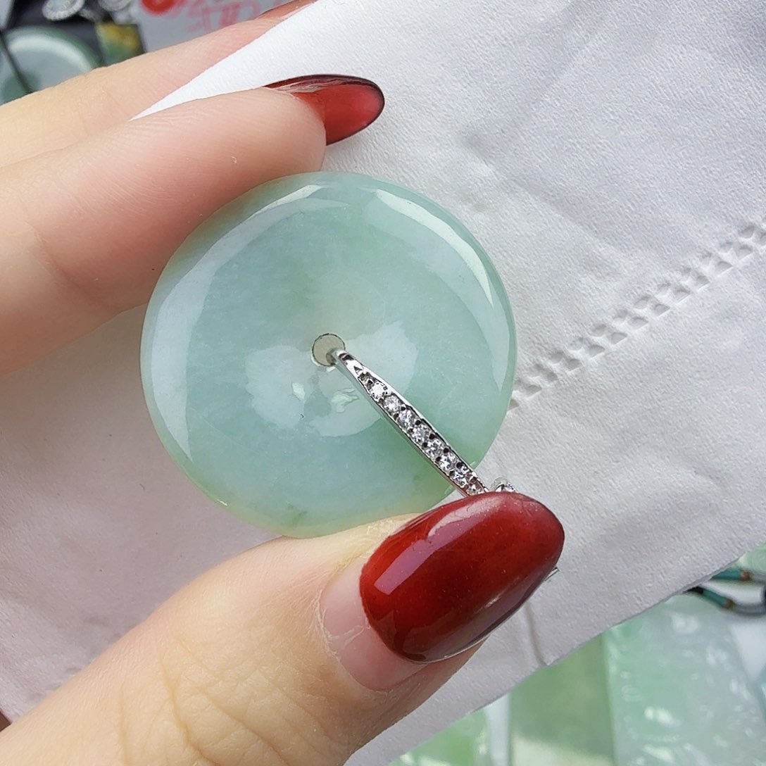 翡翠颈饰银S925镶嵌扣子