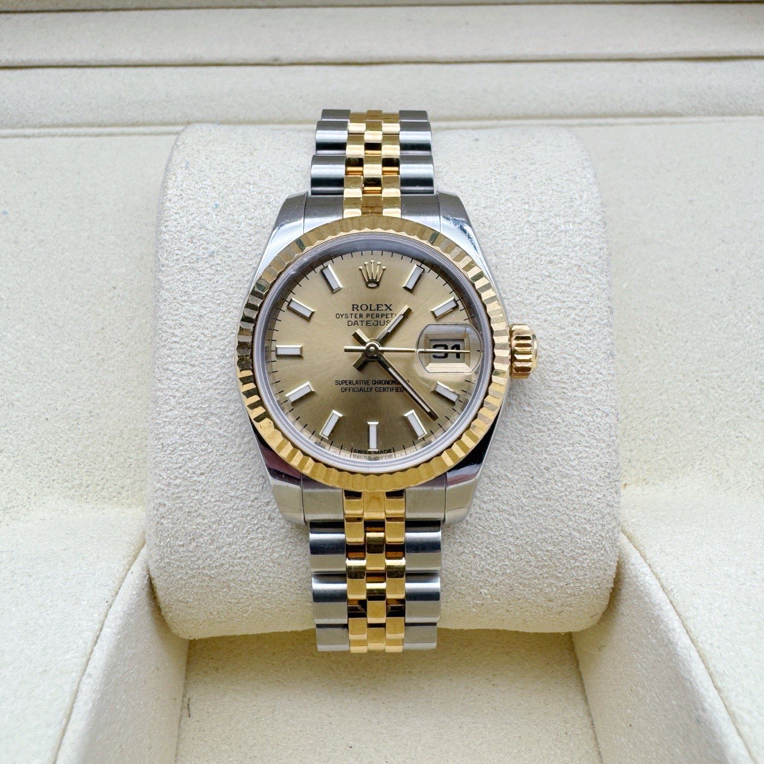95新 Rolex/劳力士 日志型 /179173 /表径26 /香槟金条刻/单表