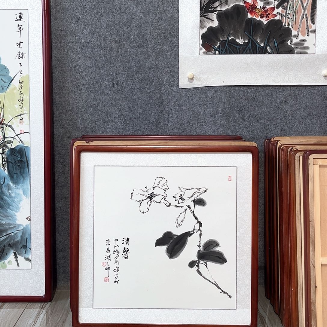 国画书画作品带框63×63