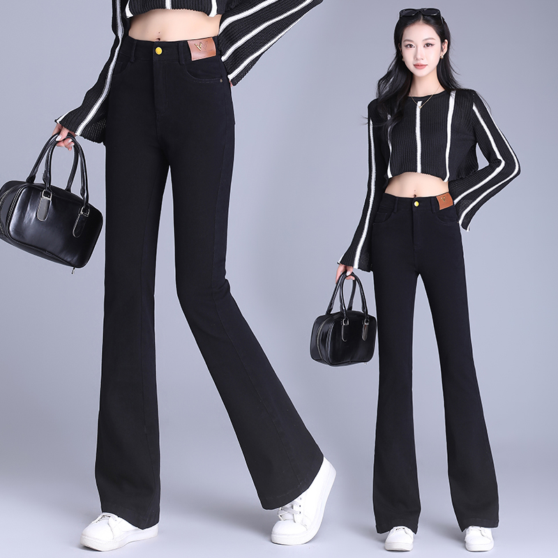 高腰微喇牛仔裤女款爆款2025新款正品修身显瘦百搭美拉德马蹄裤潮