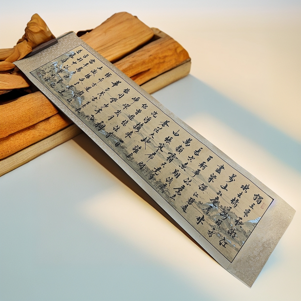 三小荷《沁园春 长沙》千里江山图卷轴，成品尺寸55cm*210cm