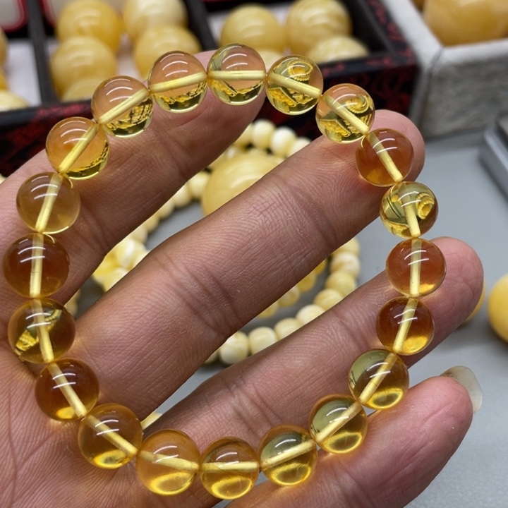 琥珀未镶嵌裸石手串