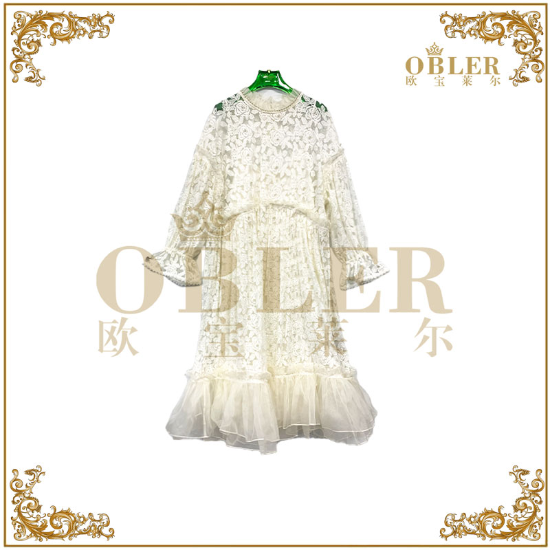 【欧宝莱尔】OBLE新款轻奢优雅气质显瘦长款连衣裙  61-6783素夕
