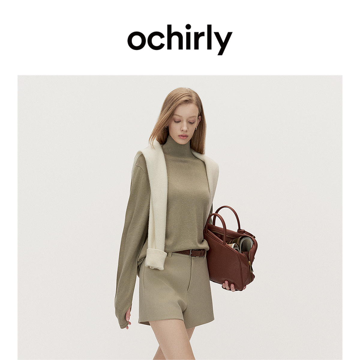 OCHIRLY欧时力 羊毛高领毛衣女宽松保暖气质松弛感秋季新品