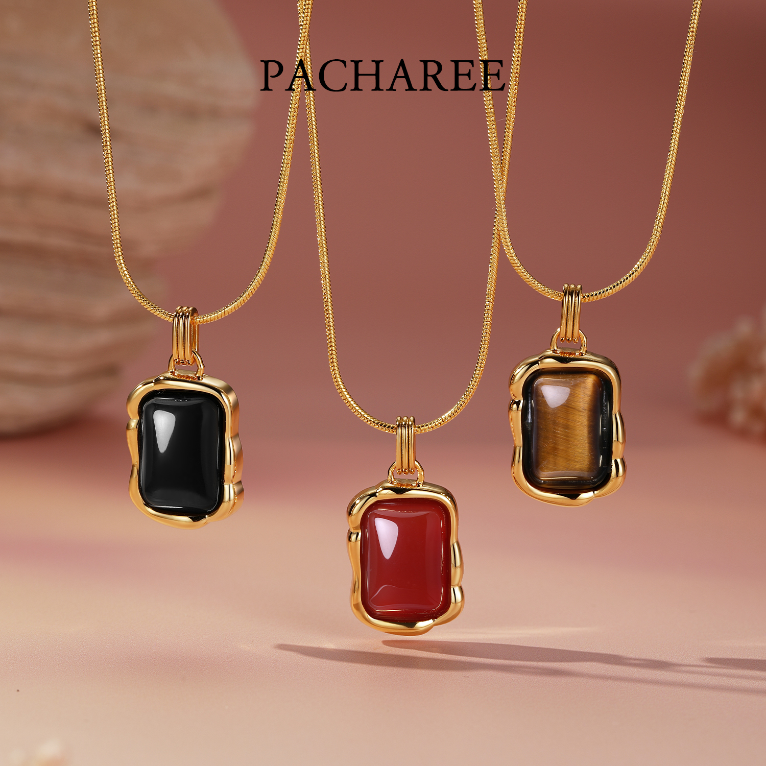 铜合金项链 玲珑流光系列方形流动项链500077 500060