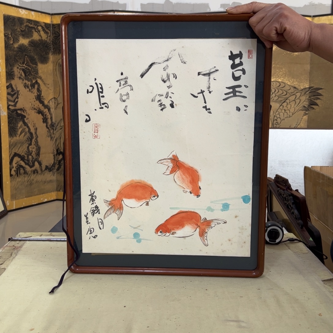 赋***店绘画屏风框画茶空间设计