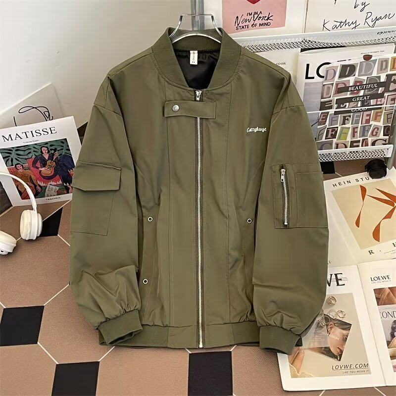 W18春秋款痞帅外套男ins高街潮牌日系冲锋衣韩版潮流宽松夹克
