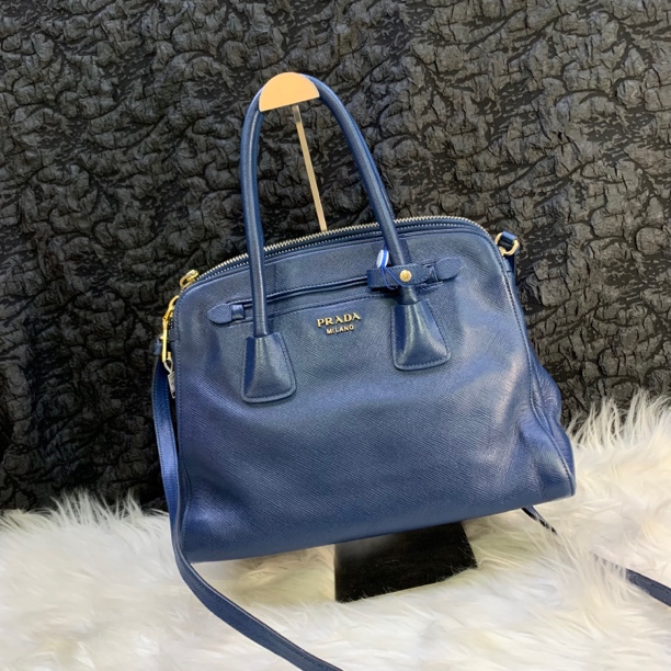 95新 Prada/普拉达 普拉达蓝色中号斜挎包