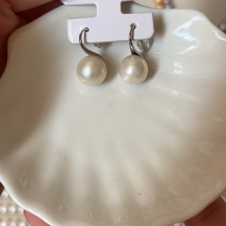耳饰淡水珍珠银S925镶嵌10号