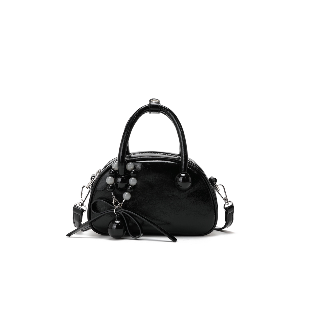 【宠粉专属】黑色枕头包单肩包手提包珍珠挂件