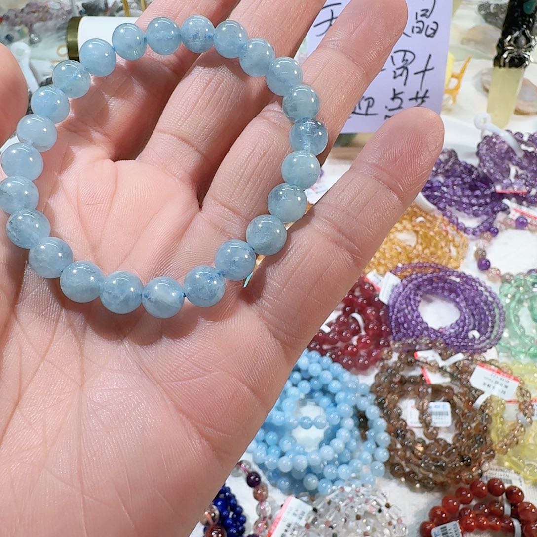 水晶手串未镶嵌海蓝宝