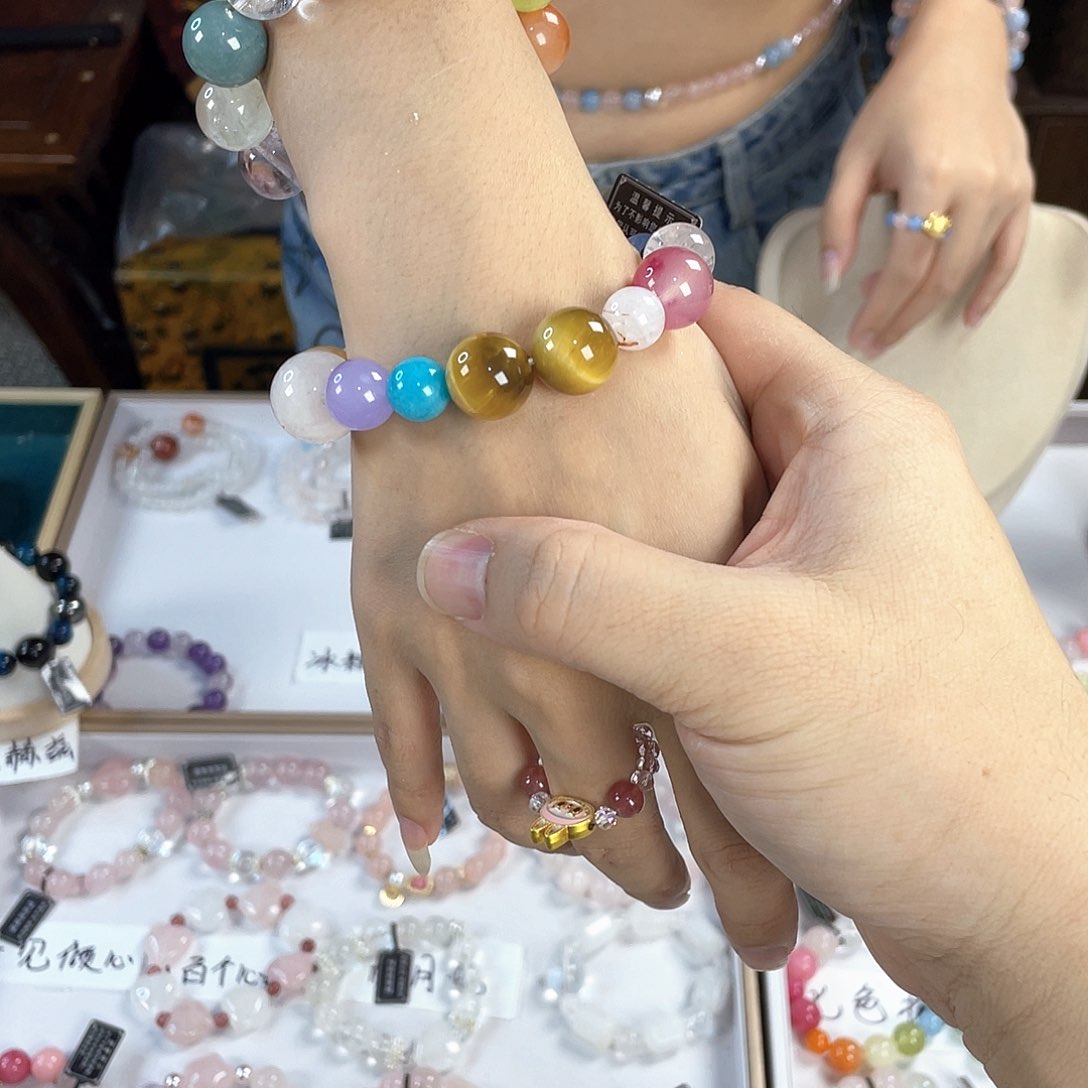 水晶手链银S925镀金镶嵌