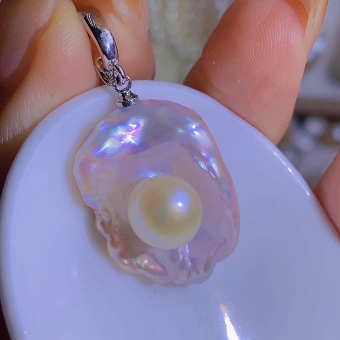 银S925镶嵌天然淡水珍珠淡水珍珠