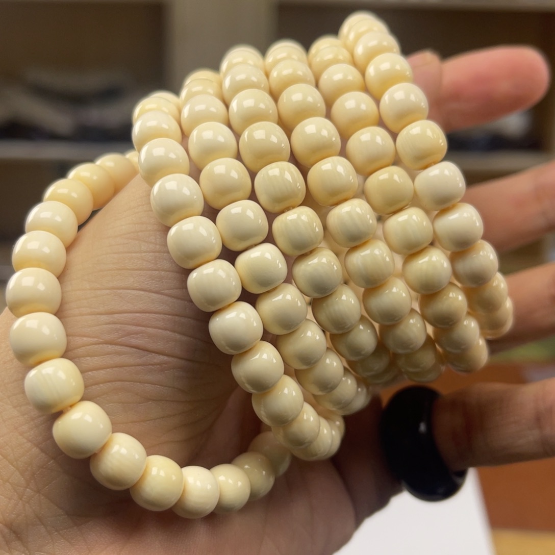 猛犸象牙手串/手链/手镯猛犸象牙微水印8老型27粒