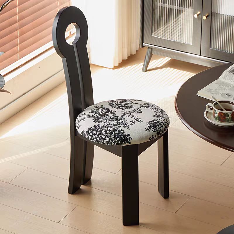 法式复古实木餐桌椅中古侘寂风家用靠背椅子轻奢高级感餐椅钥匙椅