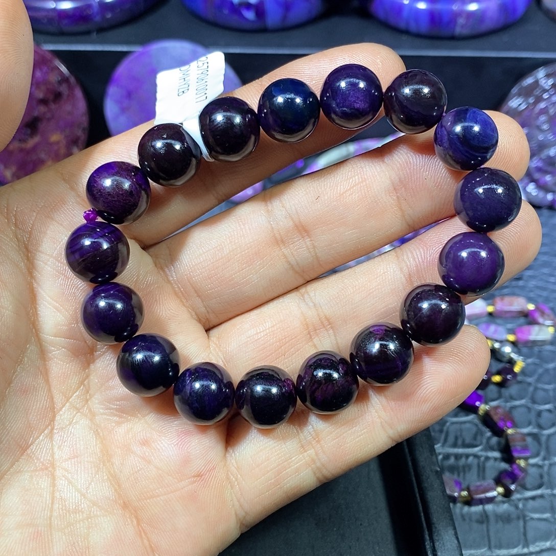苏纪石（舒俱来）未镶嵌南非舒俱来老油帝王紫圆珠单圈12mm