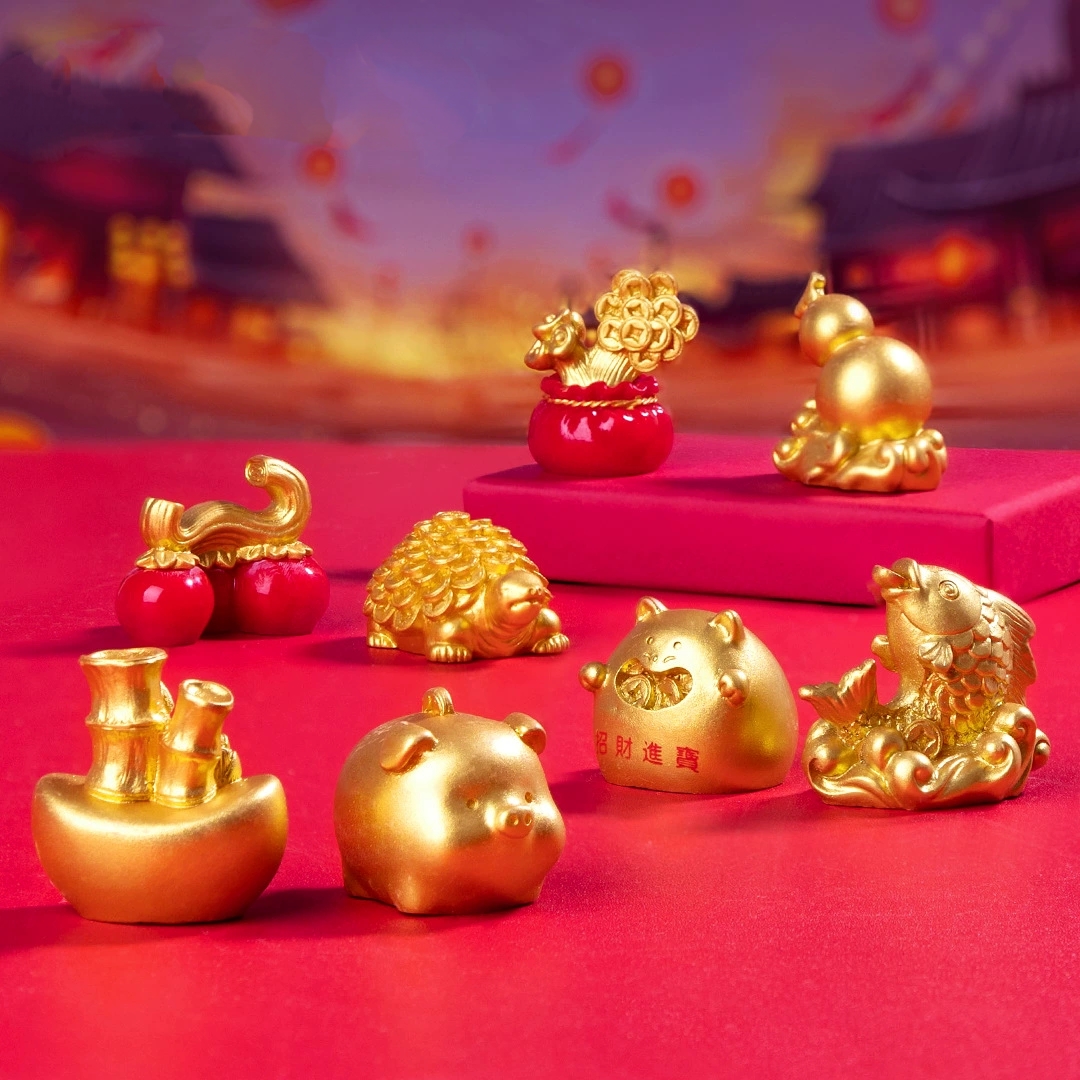 微景观创意新年发财树福袋 diy装饰品金色配件迷你桌面车载小摆件