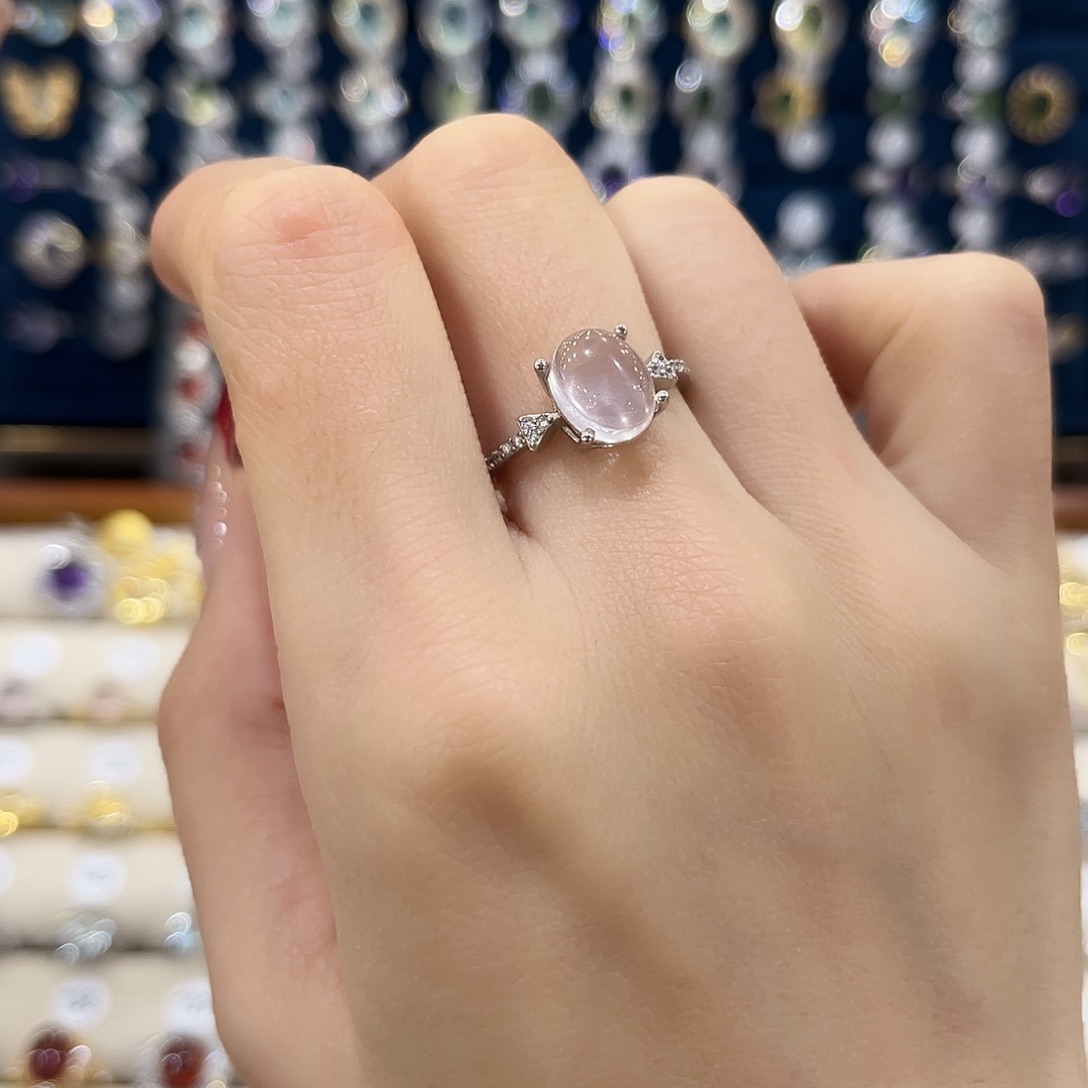 芙蓉石女款银S925镶嵌戒指