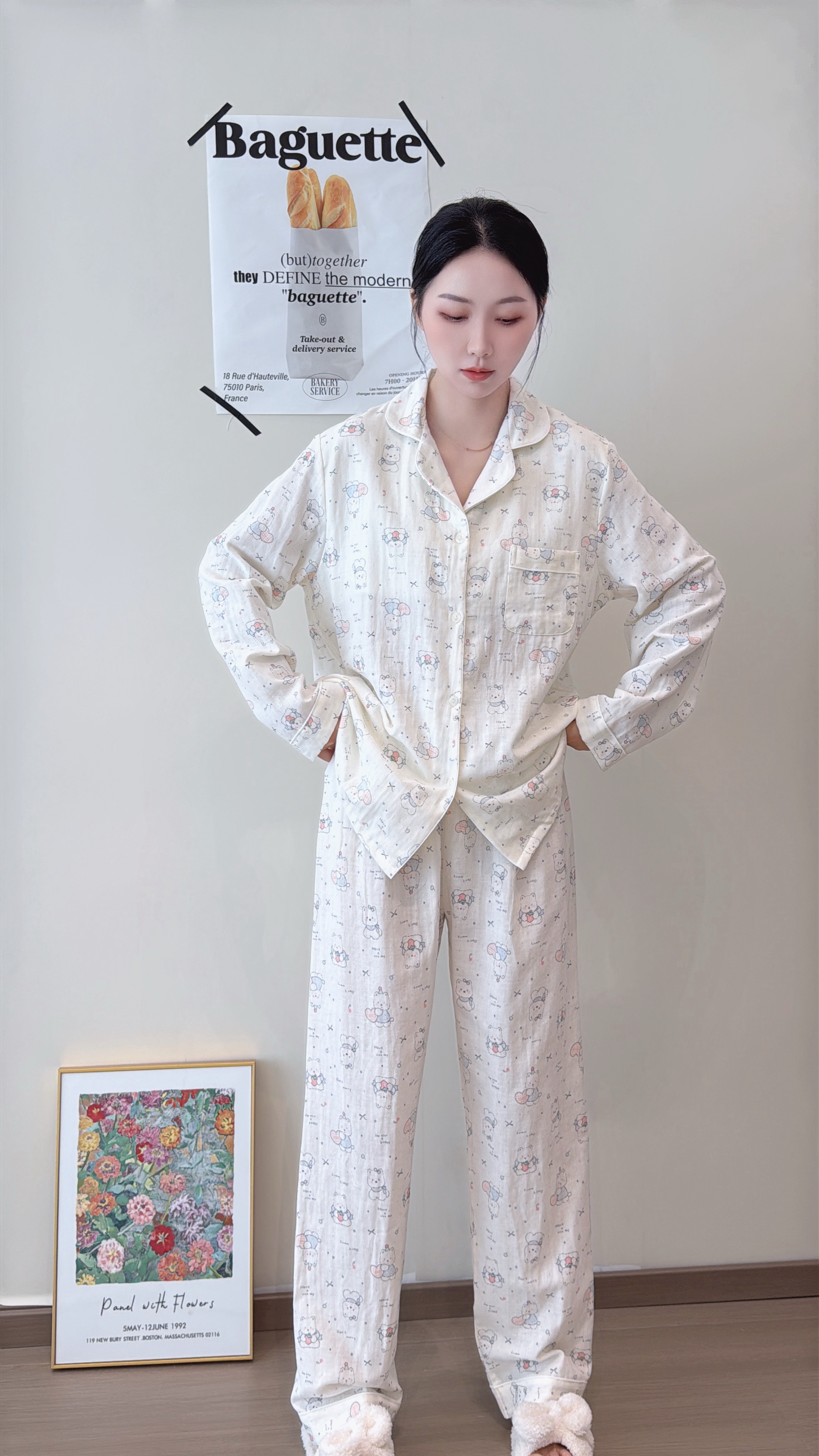 恩熙·小熊蝴蝶结长袖卡通休闲家居服套装