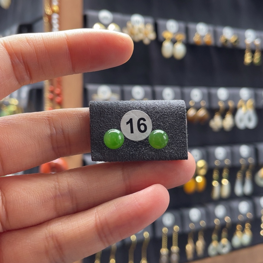 和田玉银S925镶嵌耳饰16号