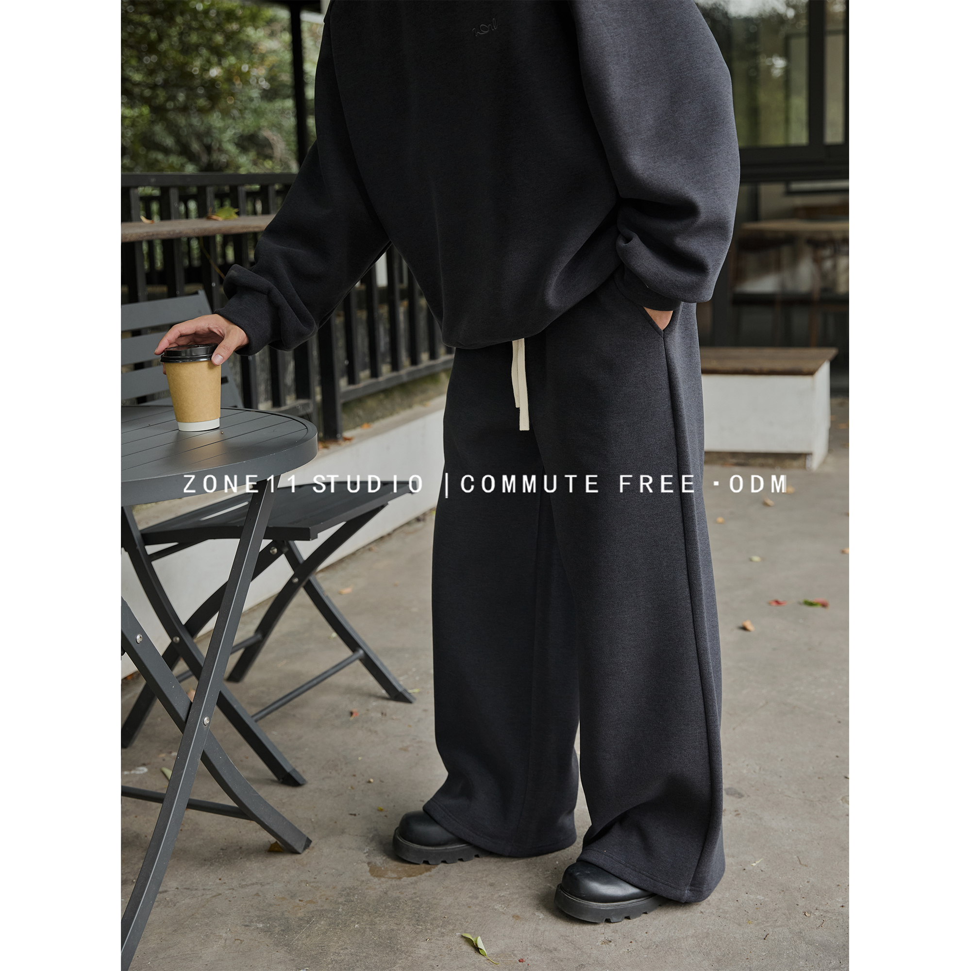 Zone11冬2025新款「」直筒休闲卫裤宽松男生高级加绒蚕丝羊毛ZK091