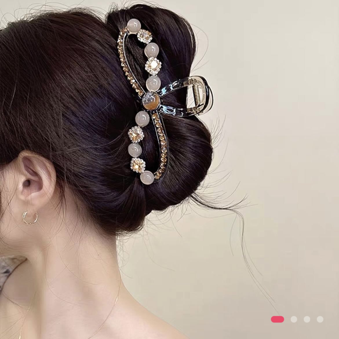 239号—高级感重工艺蝴蝶结水钻鲨鱼夹后脑勺盘发抓夹气质百搭