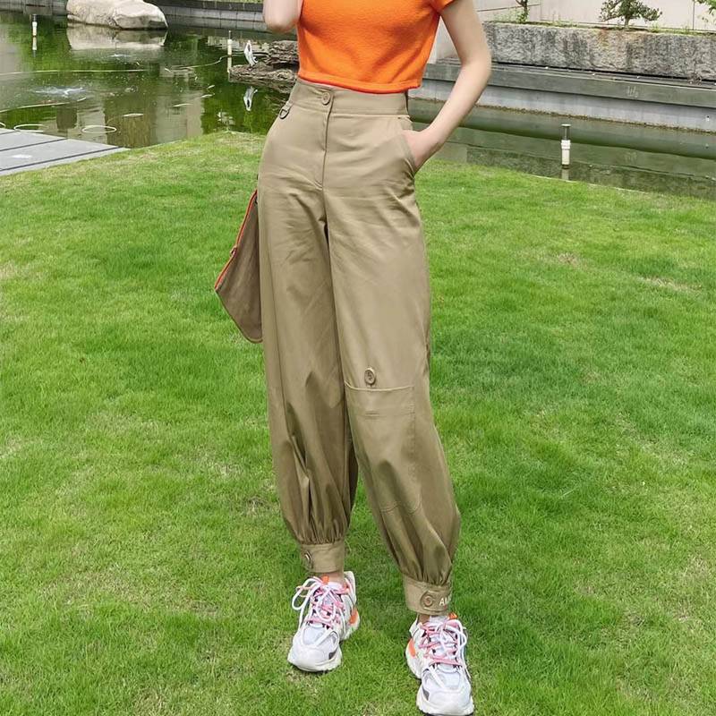 商场同款A家2025秋冬新款口袋唇印休闲风束脚工装休闲裤女5100316