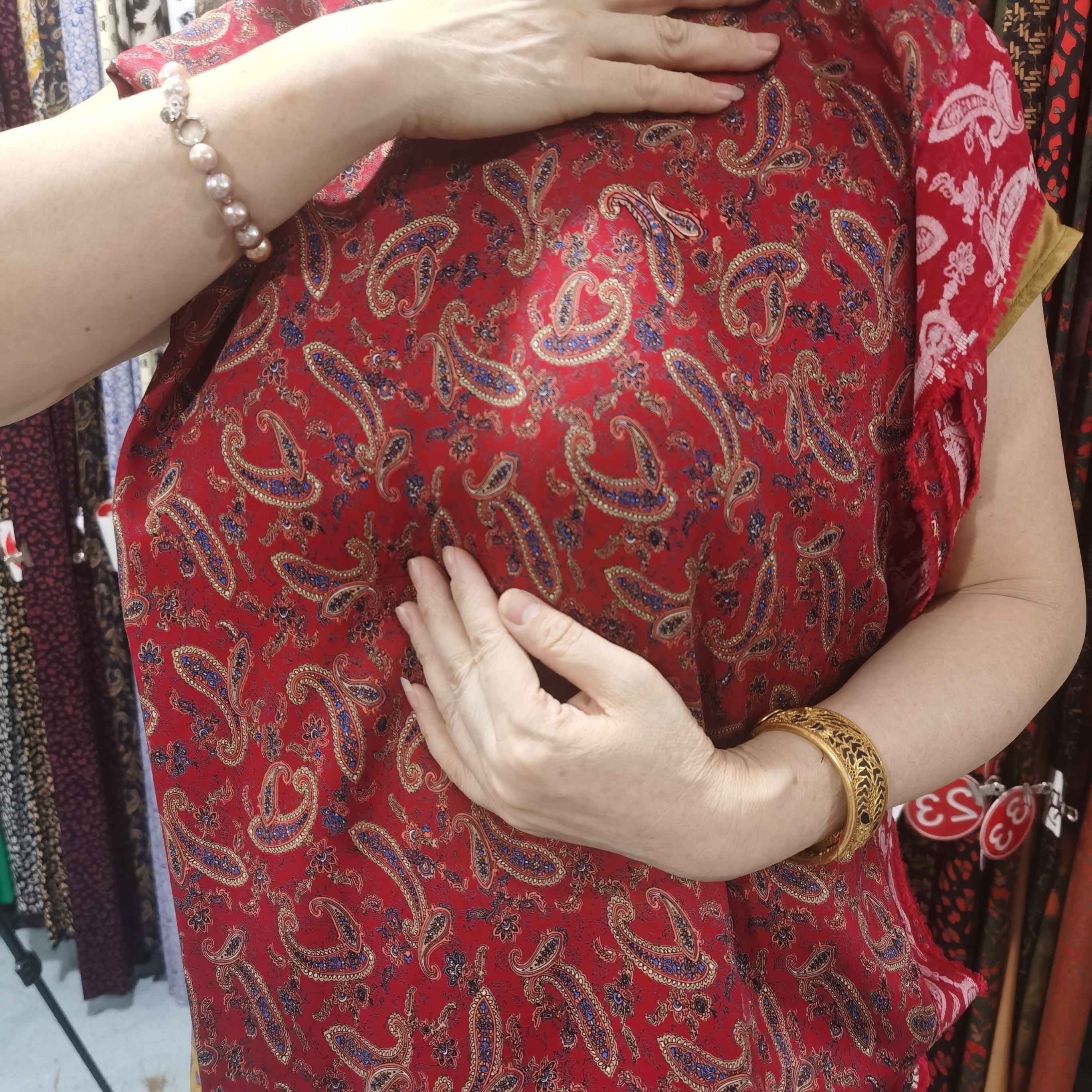 醋酸棉布料新红腰果尺码全