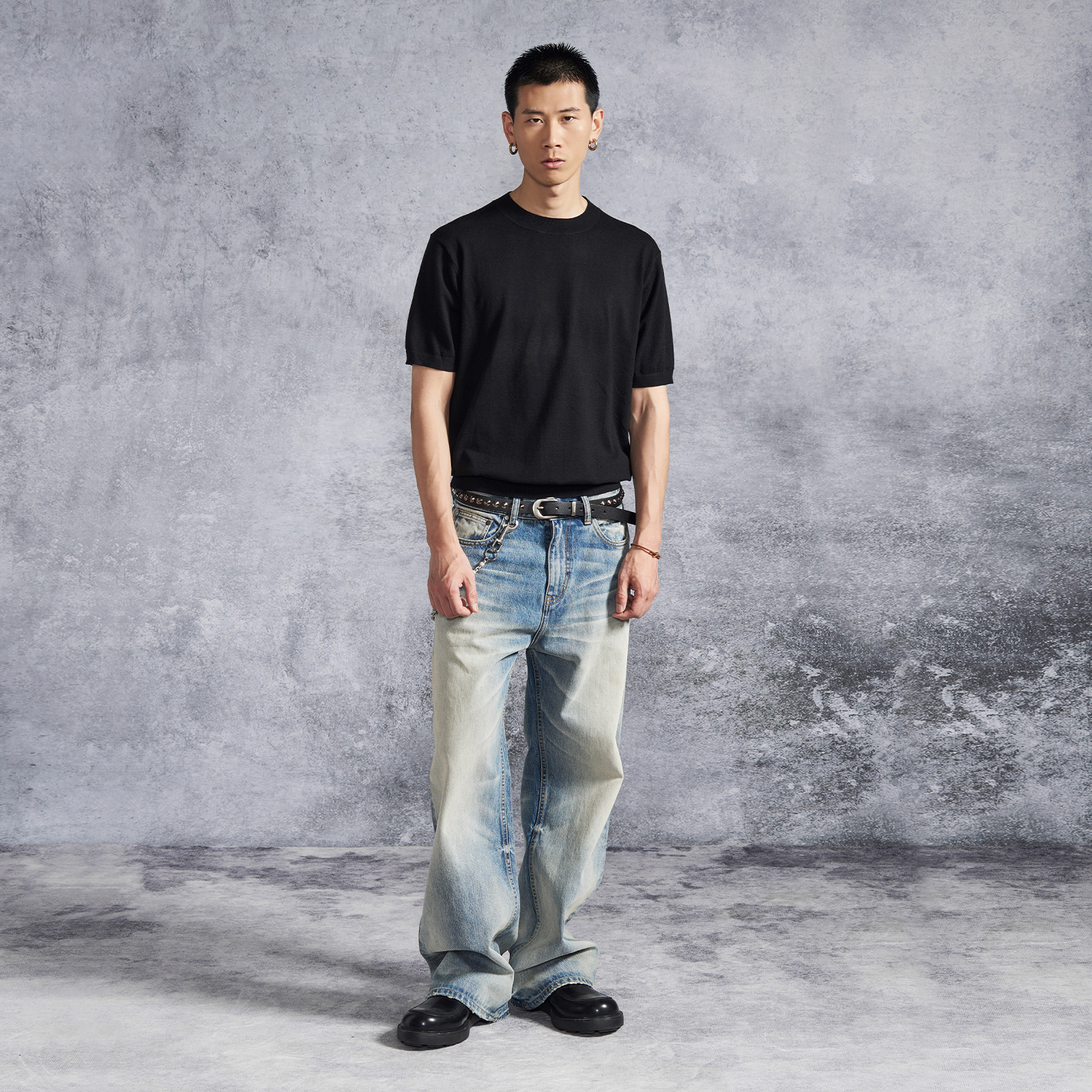 PMW 合体针织透气凉感圆领短袖t恤螺纹设计休闲百搭简约通勤夏季