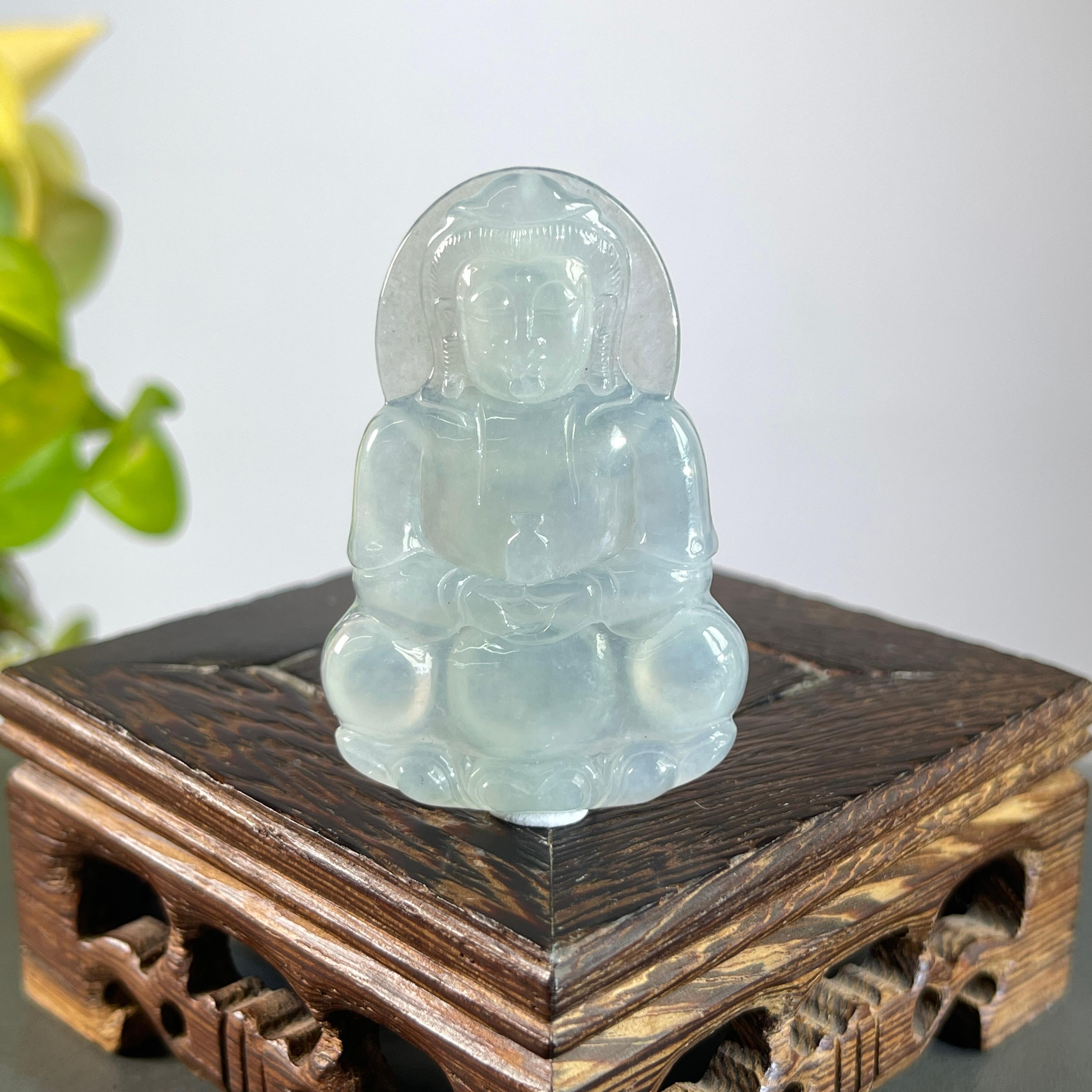 JYA05-174   天然缅甸A货翡翠  正装观音