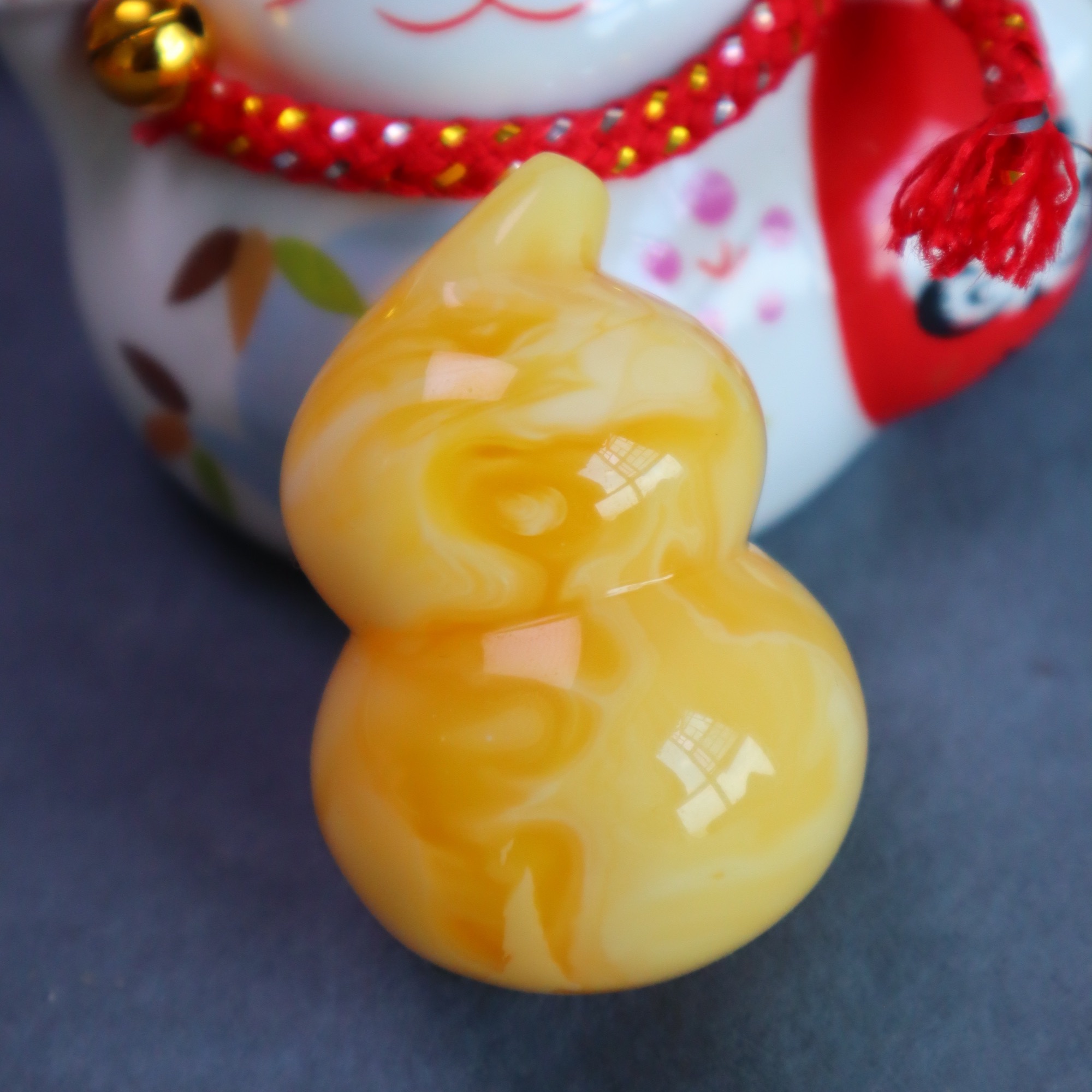 天然原矿 蜜蜡焦皮浓蜡拉丝杨枝甘露葫芦47g