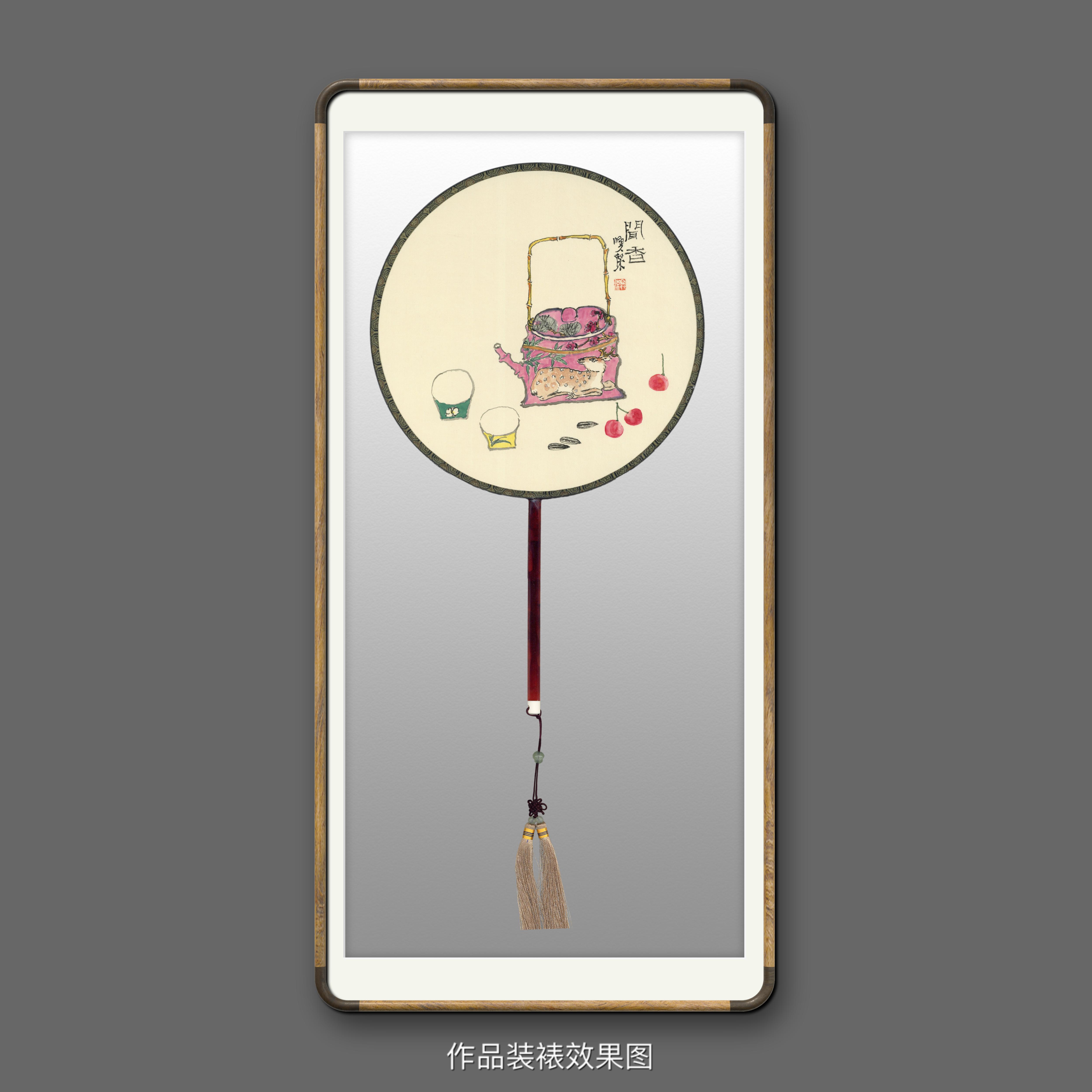 李兴杰妙品国画宫扇定制系列精品3号永遇乐小写意妙品带礼盒绢本
